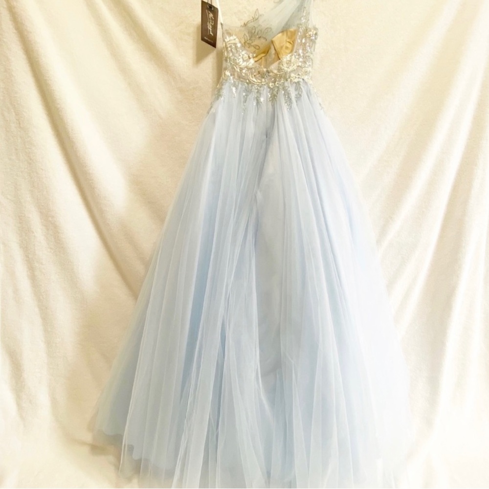 MAC DUGGAL Style 67571 Asymmetrical Gown Powder Blue 2 NWT